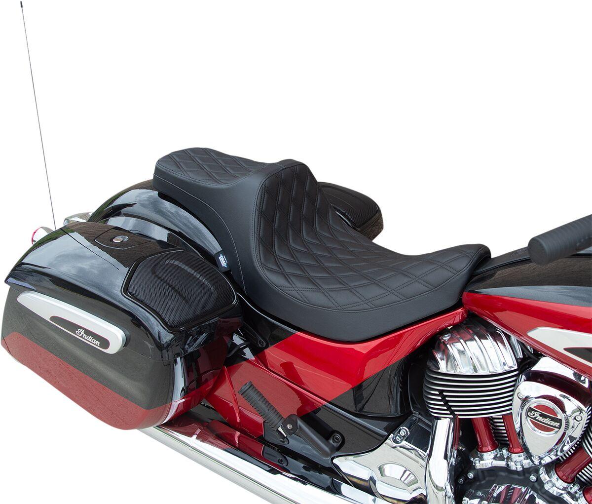 0810-2262 - Drag Specialties Predator III Seat For Indian Chief 111 2014-2020 Black Stitching Double Diamond - Black
