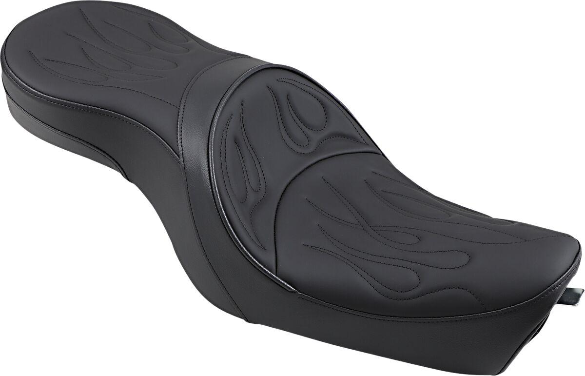 0804-0260 - Drag Specialties Low-Profile Touring Seat For Harley Davidson XL 1200 C 2004-2020 Flame Stitched - Black