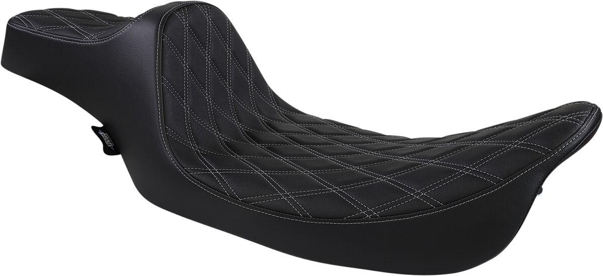 08011370 - Drag Specialties Extended Reach Predator III Double Diamond Seat For Harley Davidson FLHR 1340 1997-1998 - Black