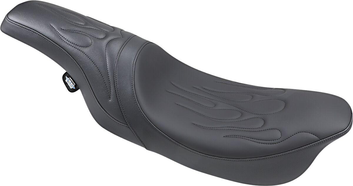 0801-0213 - Drag Specialties Predator Flame Stitched Seat For Harley Davidson FLHR 1340 1997-1998 - Black