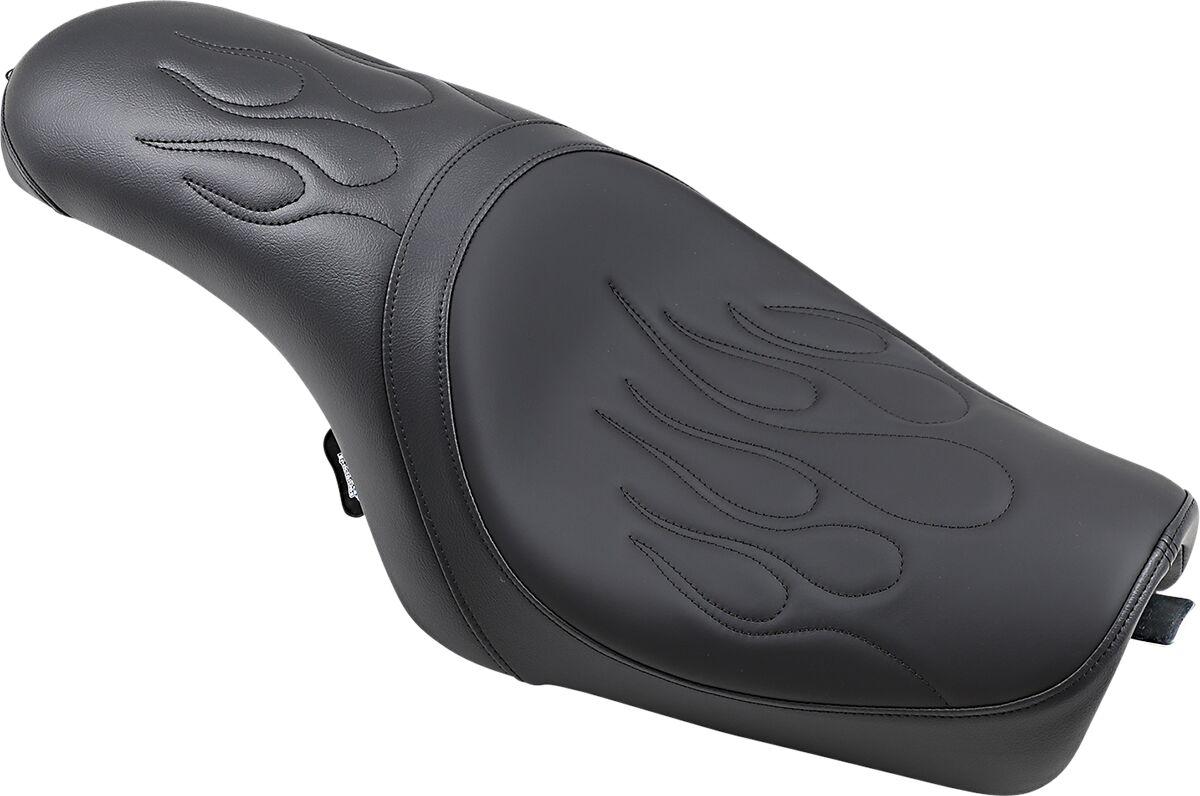 0804-0399 - Drag Specialties Predator Seat For Harley Davidson XL 1200 C 2004-2020 Flame Stitched - Black