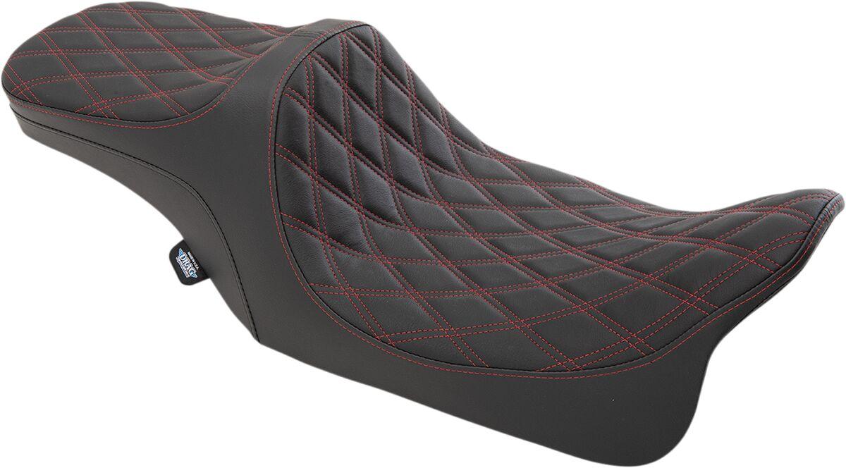 0801-1310 - Drag Specialties Predator III 2 Up Seat For Harley Davidson FLHR 1340 1997-1998 - Black/Red