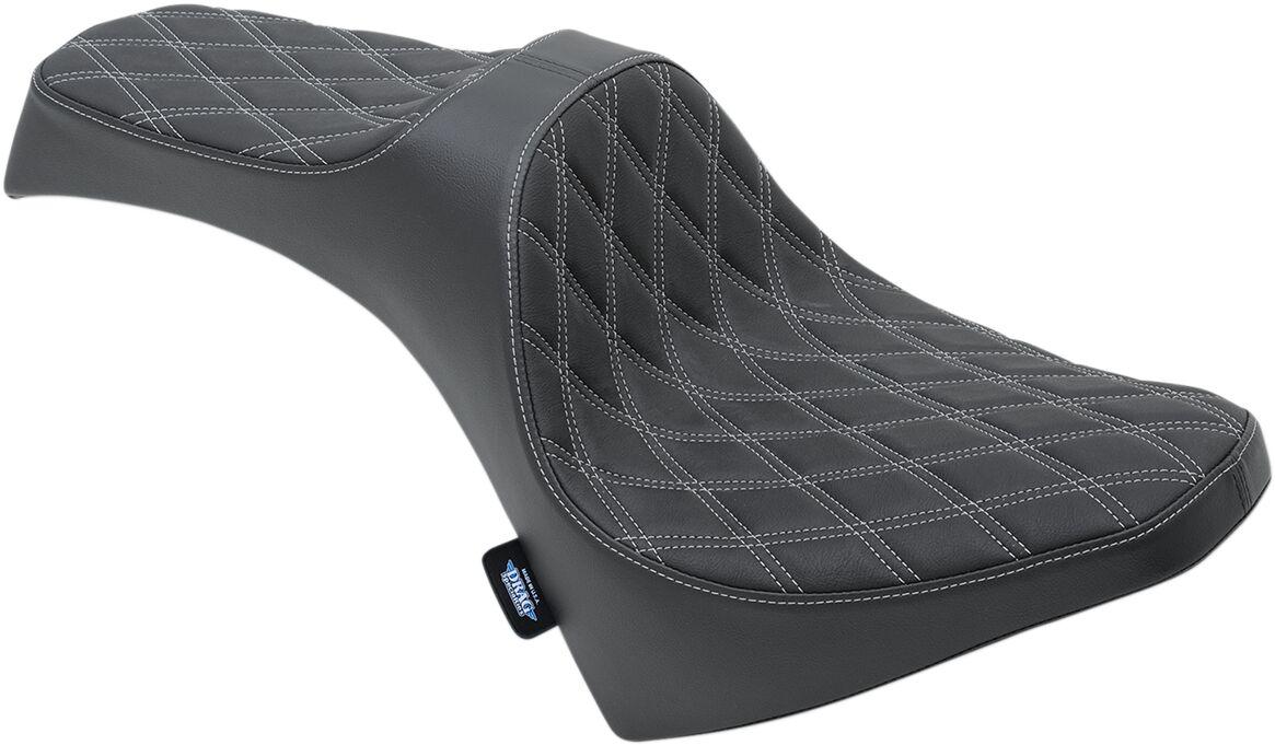 0810-2120 - Drag Specialties Predator III Seat For Indian Scout 60 2016-2022 Double Diamond - Black/Silver