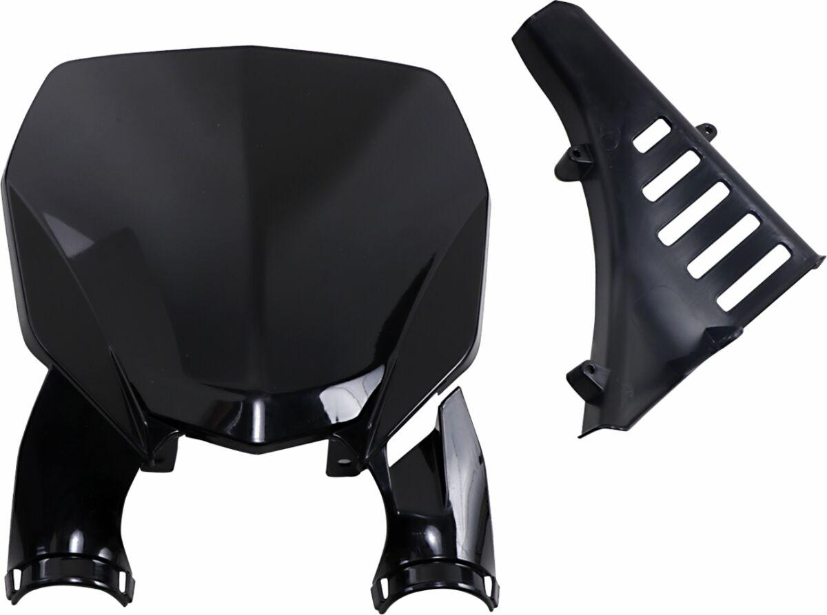 YA04873#001 - UFO Stadium Front Number Board With Fork Guards For Yamaha YZ125 2022-2025 - Black