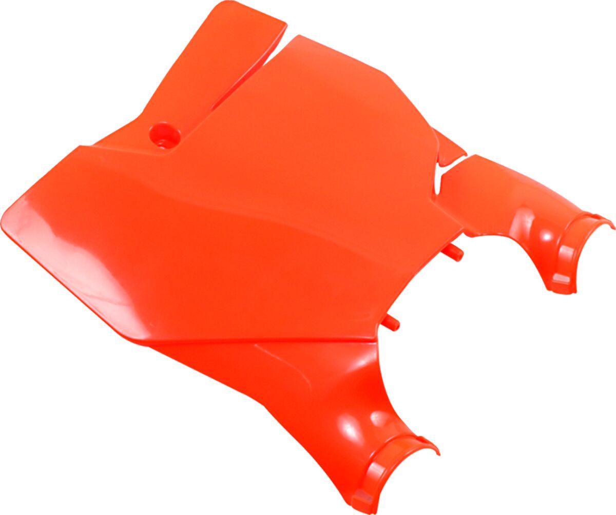 KT04080#FFLU - UFO Stadium Front Number Board With Fork Guards For KTM SX125 2016-2022 - Fluorescent Orange