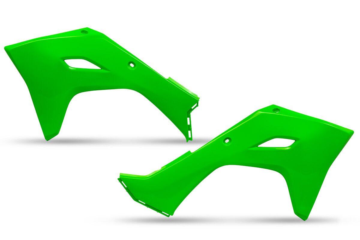 KA04761#AFLU - UFO Radiator Scoops For Kawasaki KX450 2024-2025 - Fluorescent Green