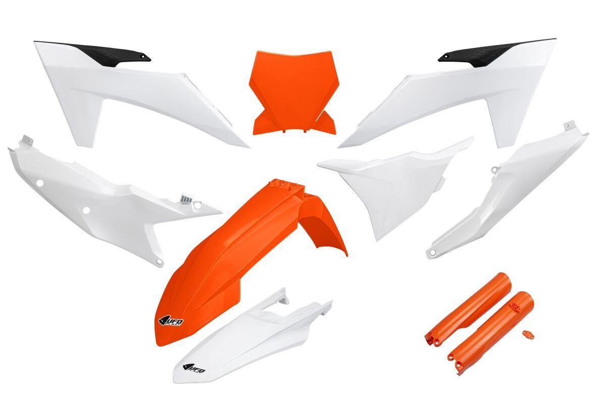 Ufo Oem/Orange/White Ktkit529f@999 - Plastics Kit For Ktm Sx125 2023-2024