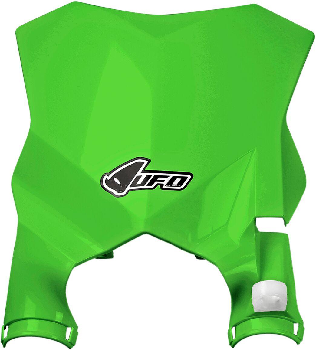 Ufo Kx Green Ka04746#026 - Stadium Front Number Board With Fork Guards For Kawasaki Kx250 2021-2024