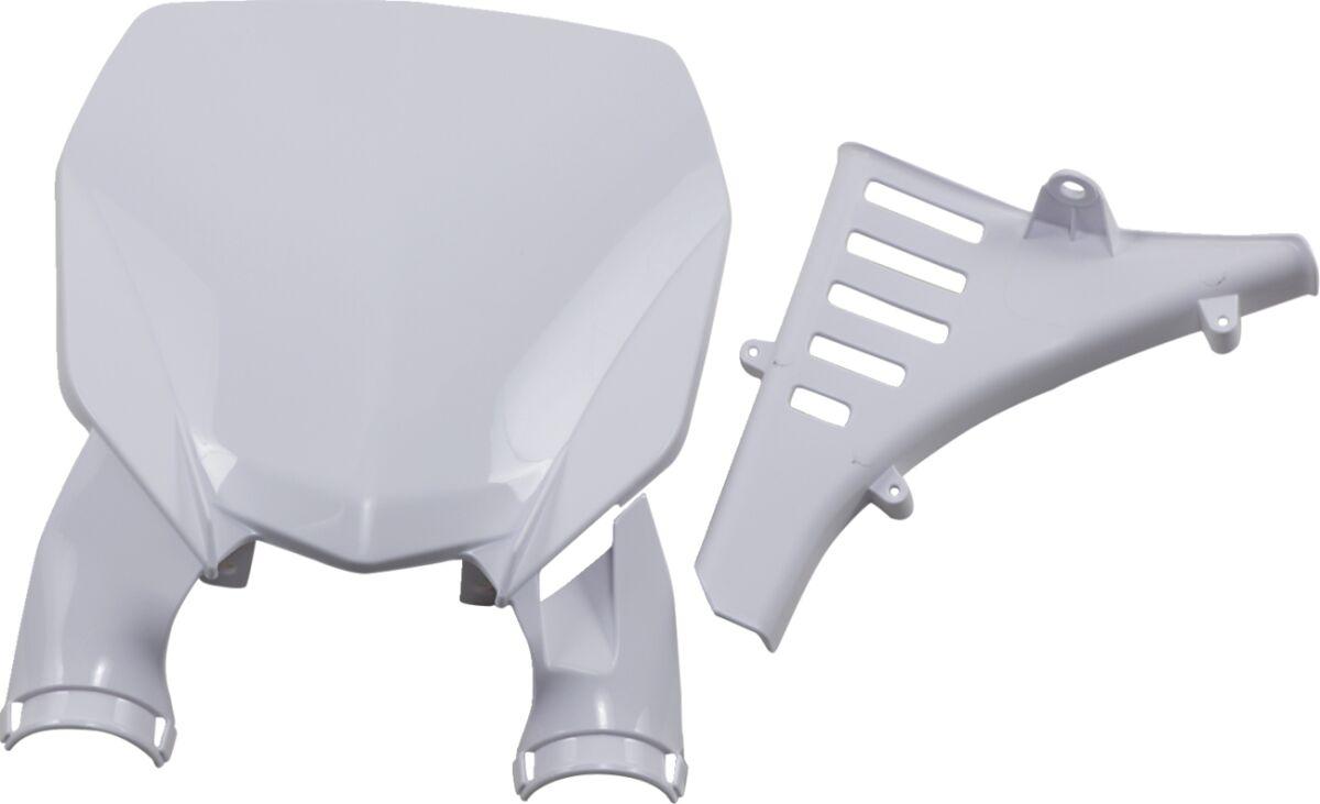YA04873#046 - UFO Stadium Front Number Board With Fork Guards For Yamaha YZ125 2022-2025 - White