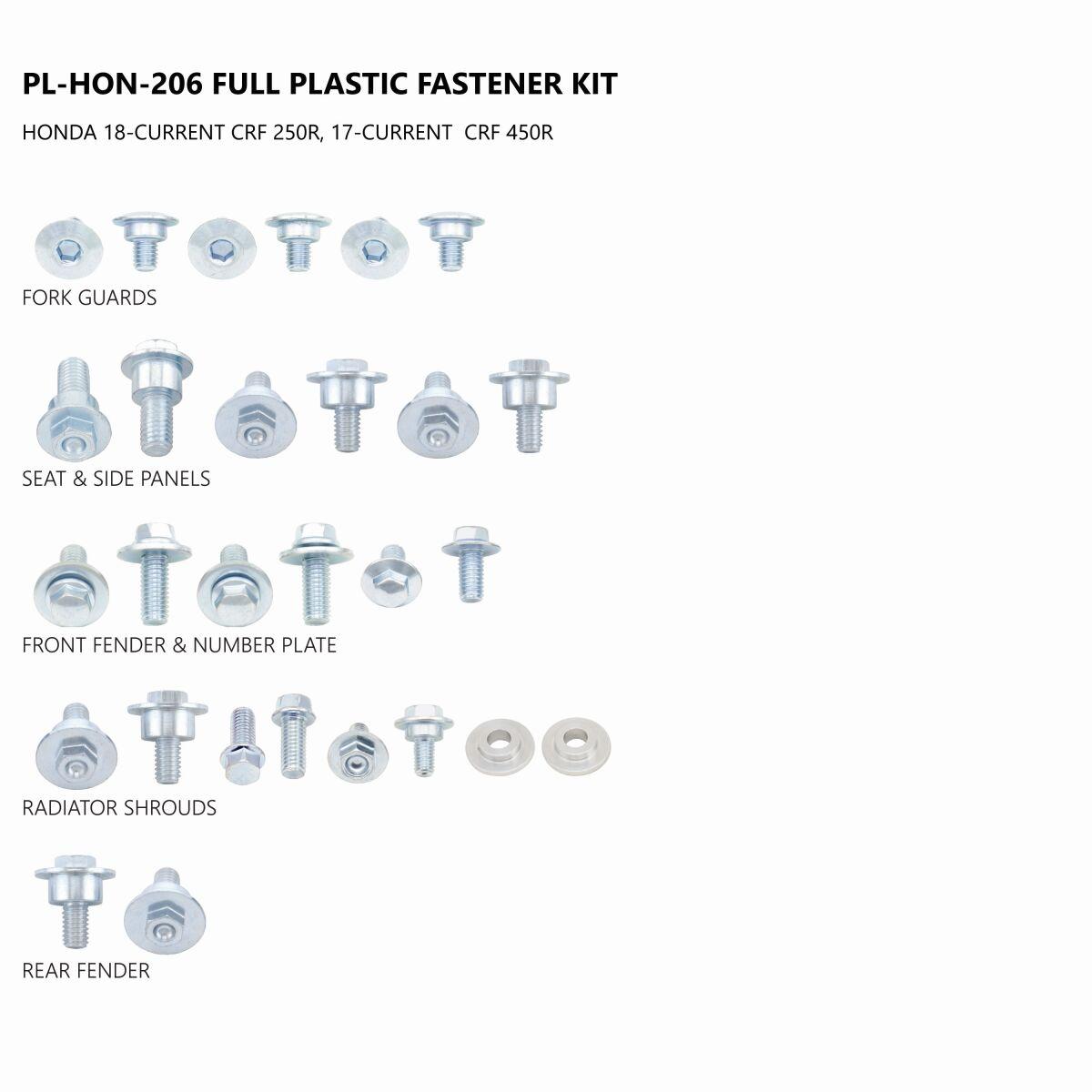 AC02433 - UFO Full Plastic Fastener Kit For Honda CRF250 2019 - Steel