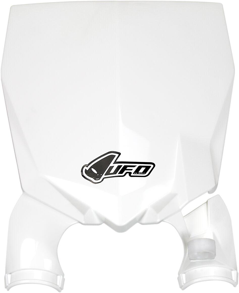 YA04855#046 - UFO Stadium Front Number Board With Fork Guards For Yamaha YZ125 2015-2021 - White