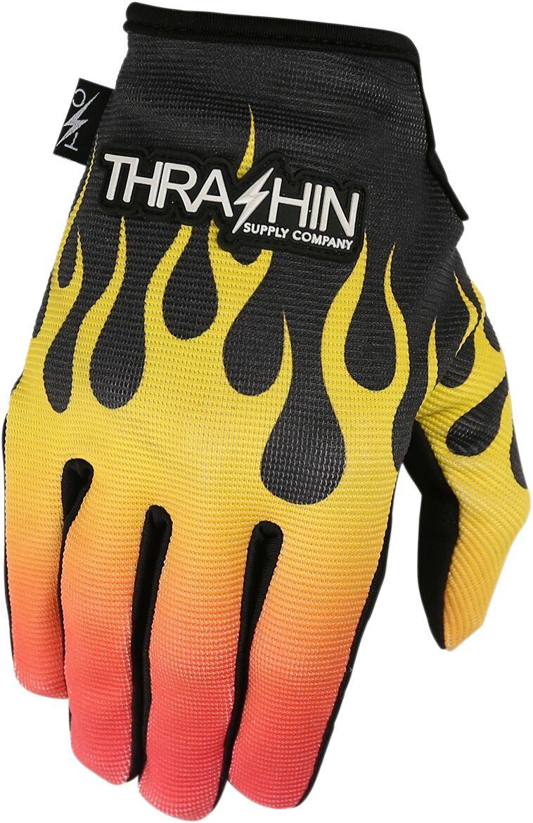 SV1-07-09 - Thrashin Supply Co Stealth Gloves Medium - Black/Orange/Yellow
