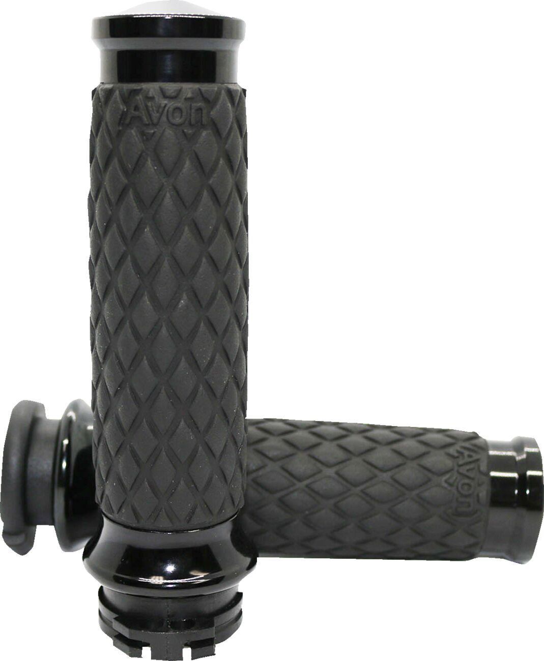 DIA-65-ANO - Avon Grips Contour Grips For Harley Davidson FLDE 1750 2018-2019 Diamond No Flange - Black
