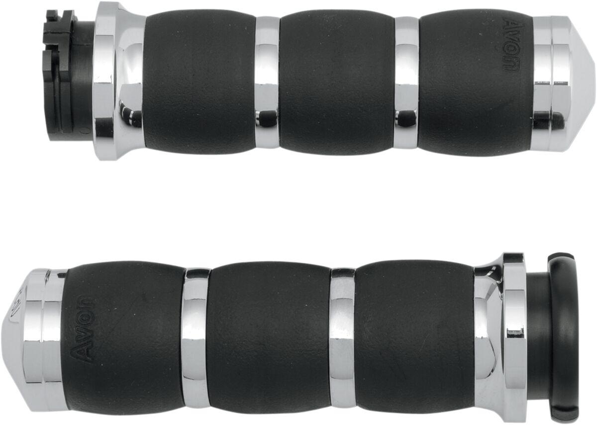 AIR-93 - Avon Grips 3-Ring Velvet Air Grips For Harley Davidson FLD 1690 2012-2013 - Black/Chrome
