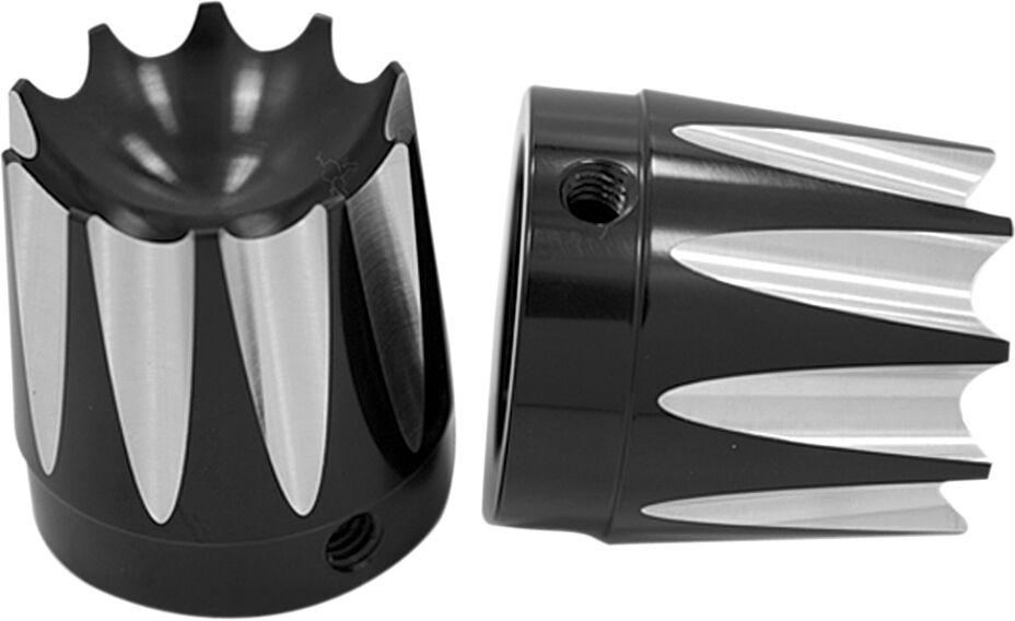 AXL-EX-ANO - Avon Grips Axle Nut Covers For Harley Davidson FLDE 1750 2018-2019 Front - Black