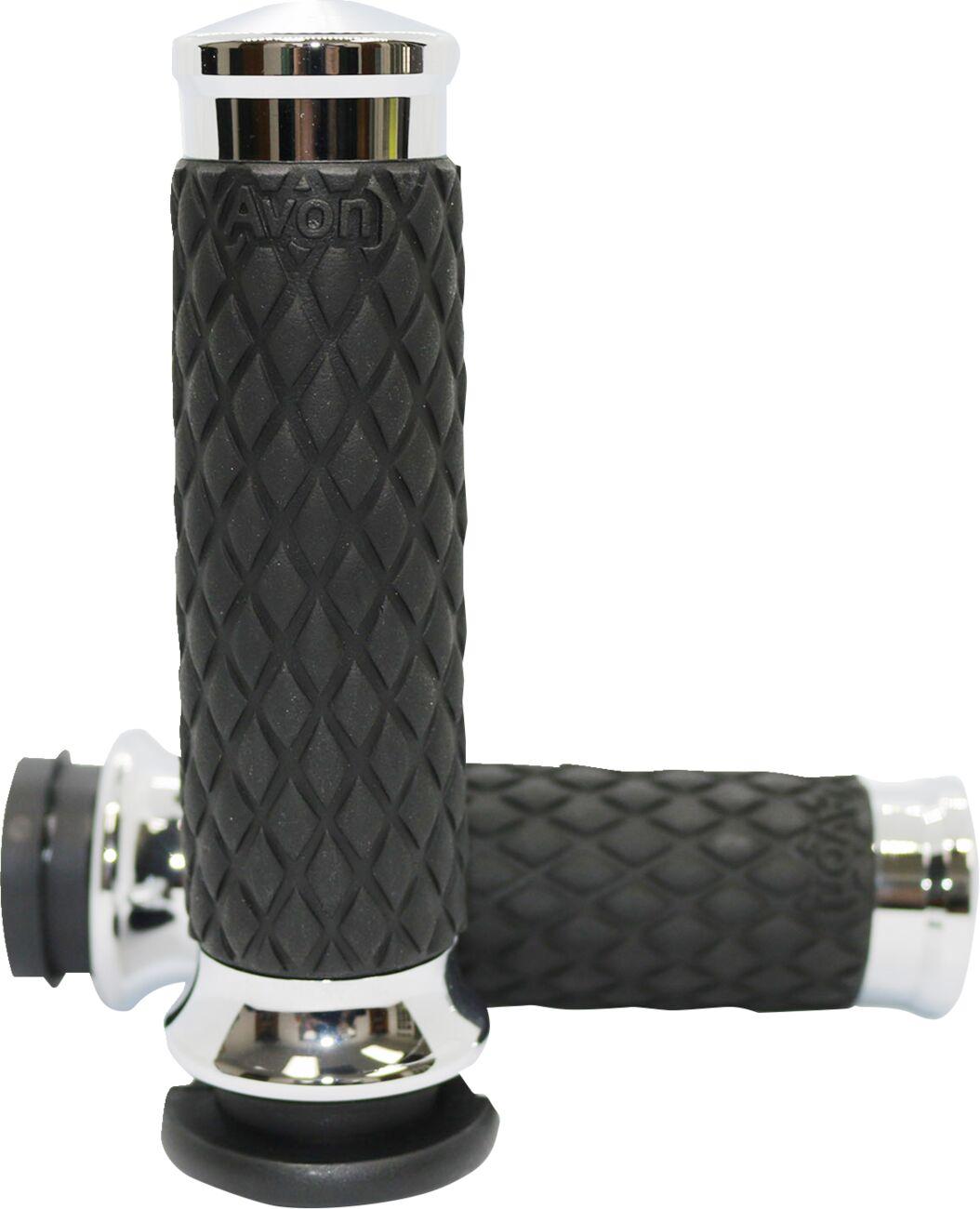 DIA-60-CH - Avon Grips Diamond Contour Grips For Harley Davidson FLDE 1750 2018-2019 - Black/Chrome