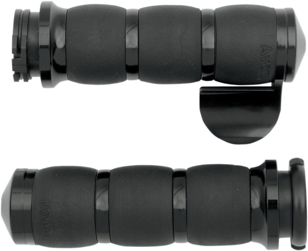 AIR-96-BOSS - Avon Grips 3-Ring Velvet Air Grips With Throttle Boss For Harley Davidson FLD 1690 2012-2013 - Black