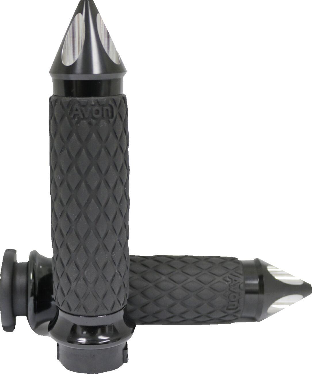 DIA-65-AN-SPIKE - Avon Grips Contour Grips For Harley Davidson FLDE 1750 2018-2020 Diamond Spiked - Black