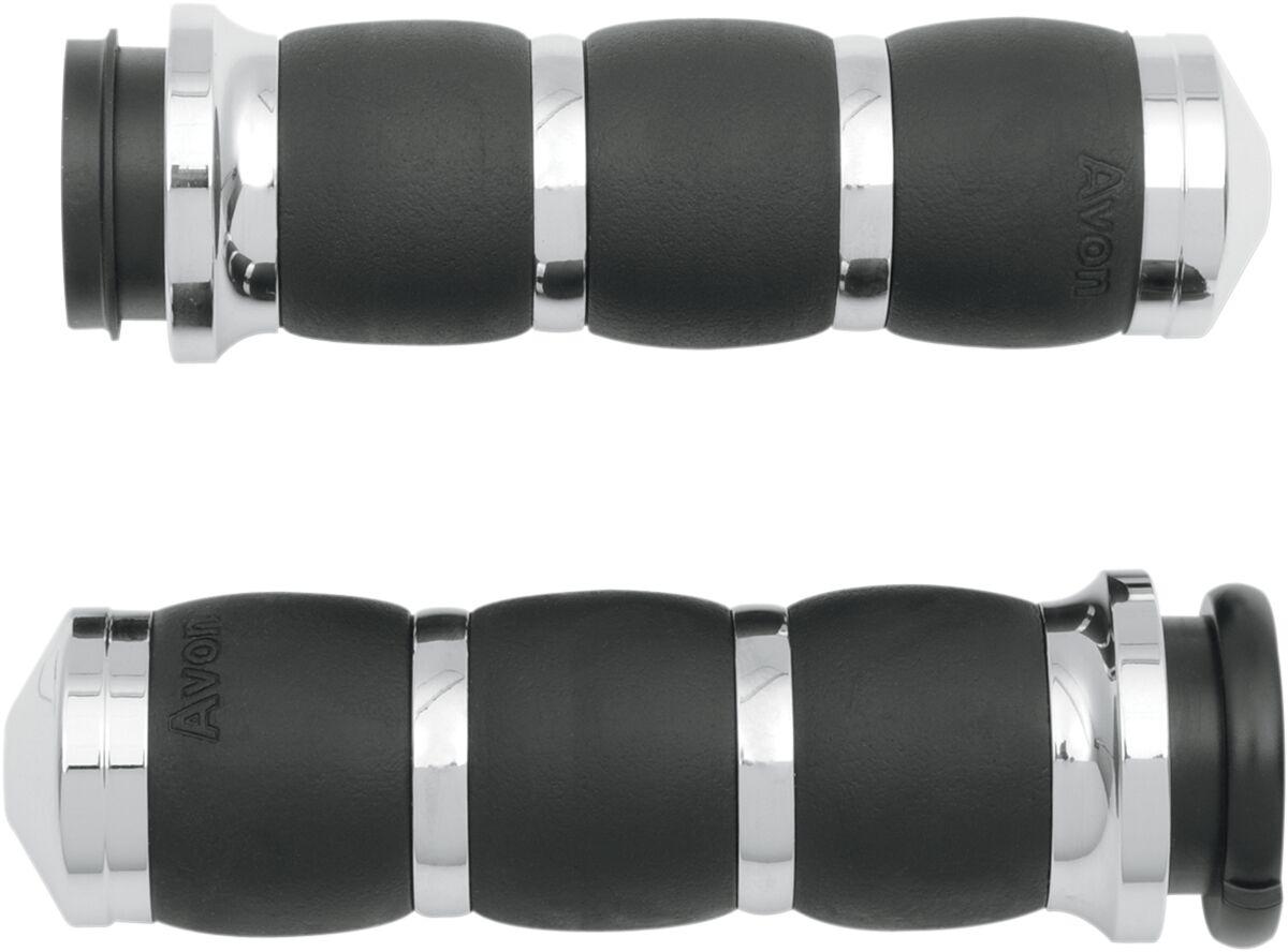 AIR-93-FLY - Avon Grips 3-Ring Velvet Air Grips For Harley Davidson FLDE 1750 2018-2020 - Black/Chrome