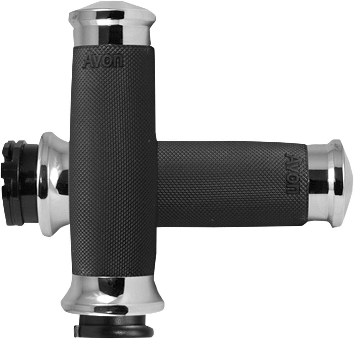 CC-85-CH - Avon Grips Custom Contour Grips For Harley Davidson FLD 1690 2012-2013 - Black/Chrome