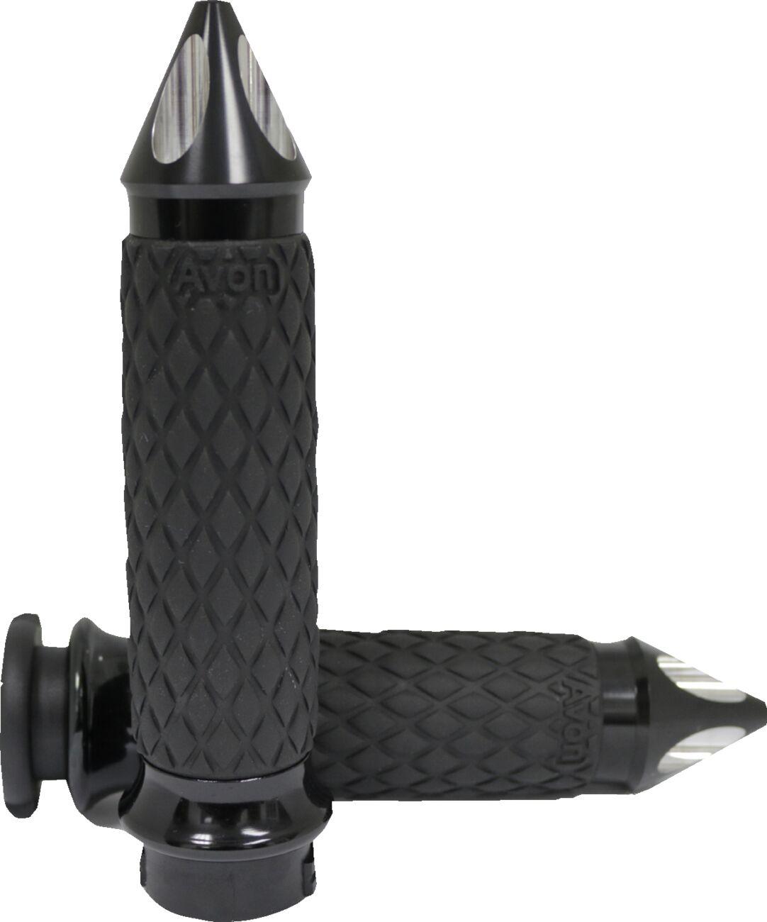 DIA-65-AN-FL-SP - Avon Grips Contour Grips For Harley Davidson FLDE 1750 2018-2020 Diamond Spiked - Black