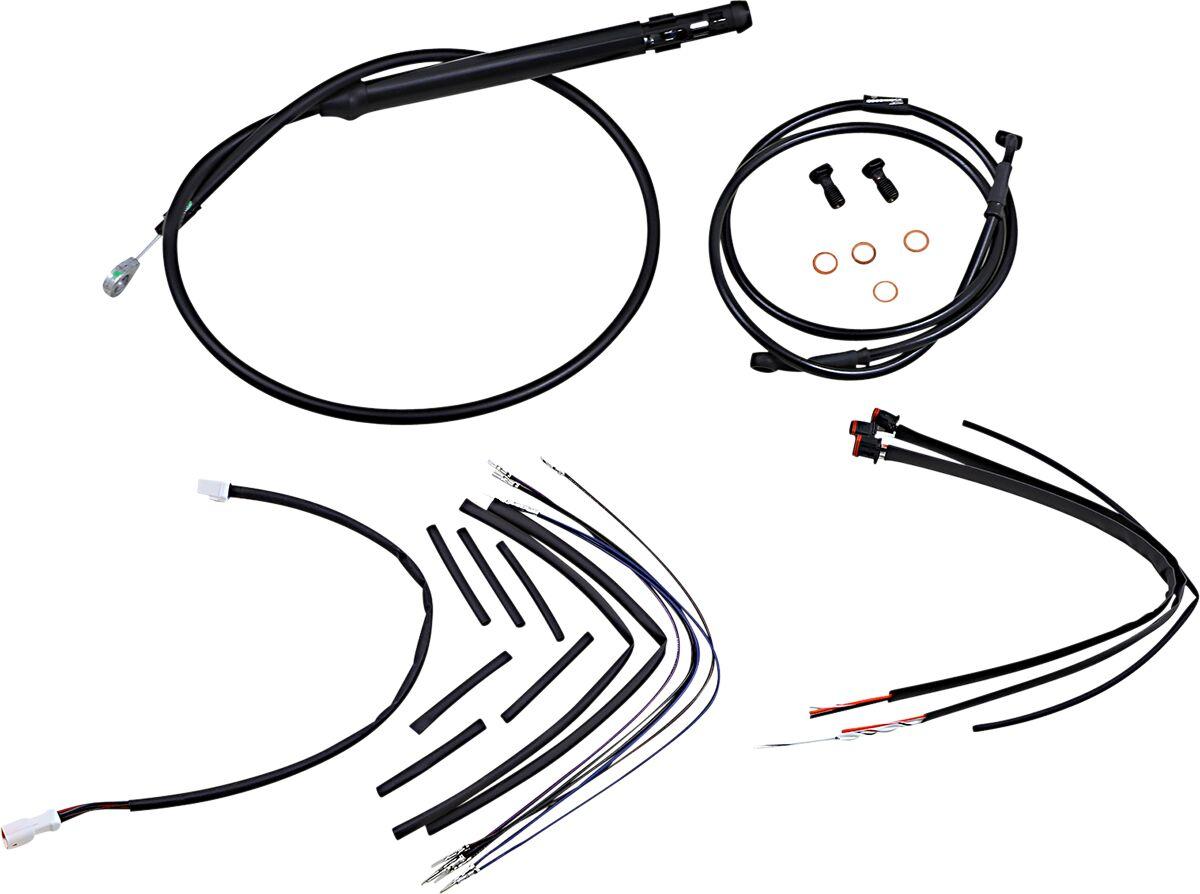 B30-1259 - Burly Cable/Line Kit for Ape Hanger Handlebars For Harley Davidson FXBB 1750 2018-2020 30.5cm (12") - Black