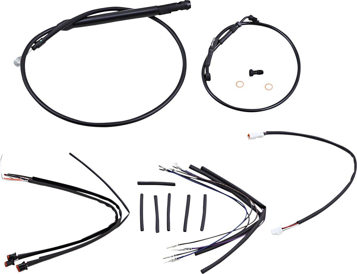 B30-1254 - Burly Cable/Line Kit for Ape Hanger Handlebars For Harley Davidson FLSB 1750 2019-2024 30.5cm (12") - Black