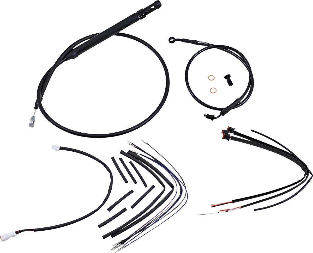 B30-1255 - Burly Cable/Line Kit for Ape Hanger Handlebars For Harley Davidson FLSB 1750 2019-2024 35.5cm (14") - Black