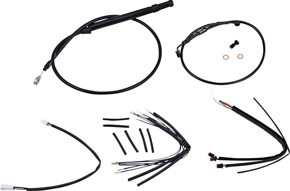 B30-1240 - Burly Ape Handlebar Cable & Hose Kit For Harley Davidson FLDE 1750 2018-2019 35.5cm (14") - Black