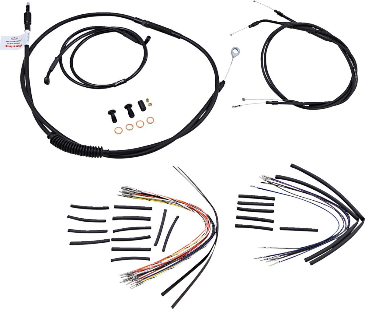 B30-1033 - Burly Cable/Line Kit for Ape Hanger Handlebars For Harley Davidson FXD 1450 2000-2003 30.5cm (12") - Black