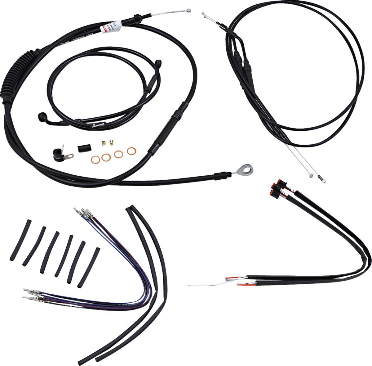 B30-1107 - Burly Cable/Line Kit for Ape Hanger Handlebars For Harley Davidson XL 1200 C 2014-2016 35.5cm (14") - Black