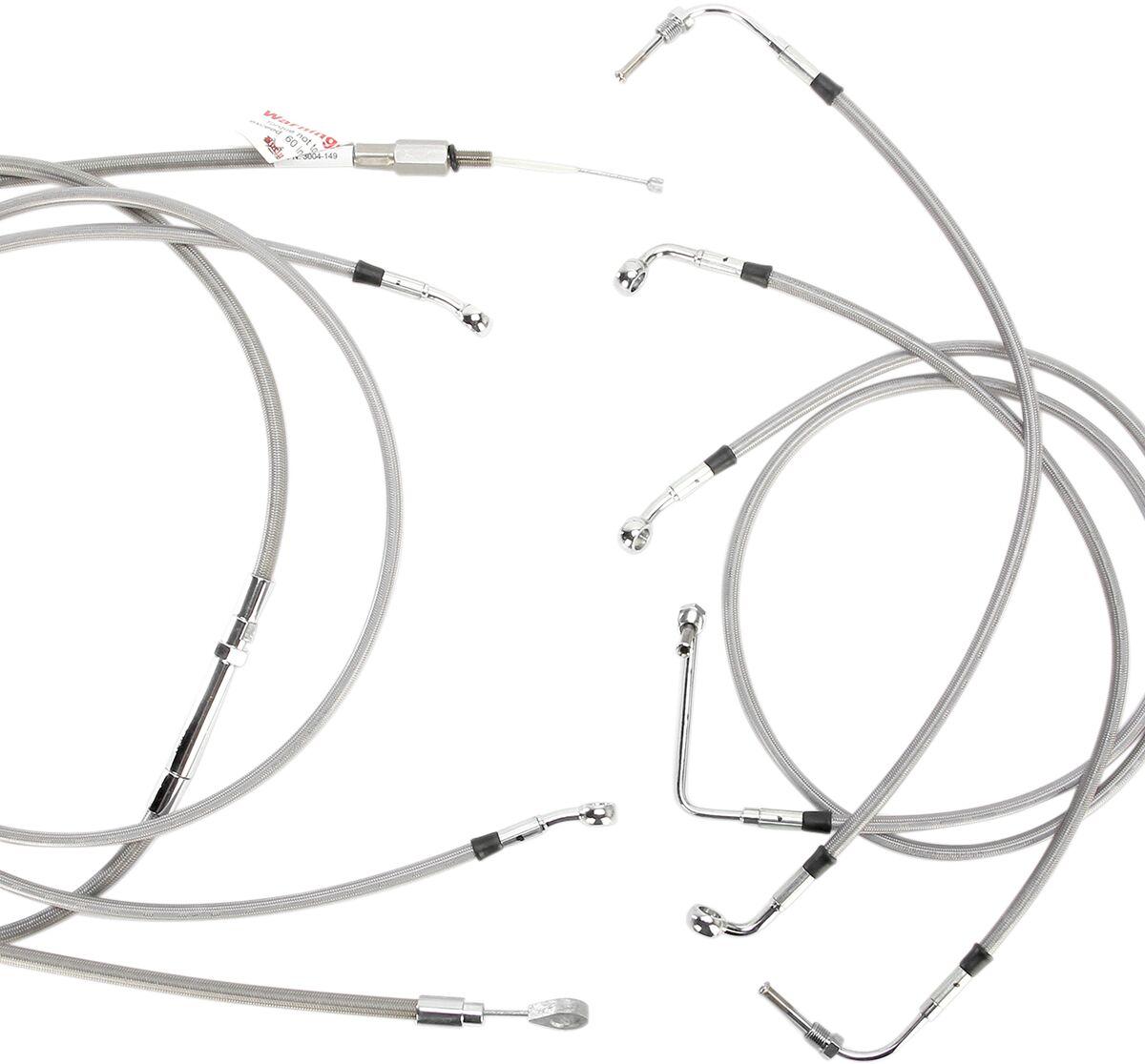 B30-1104 - Burly Handlebar Cable/Brake Hose Kit For Harley Davidson FLHT 1584 2008-2010 38cm (15") - Silver
