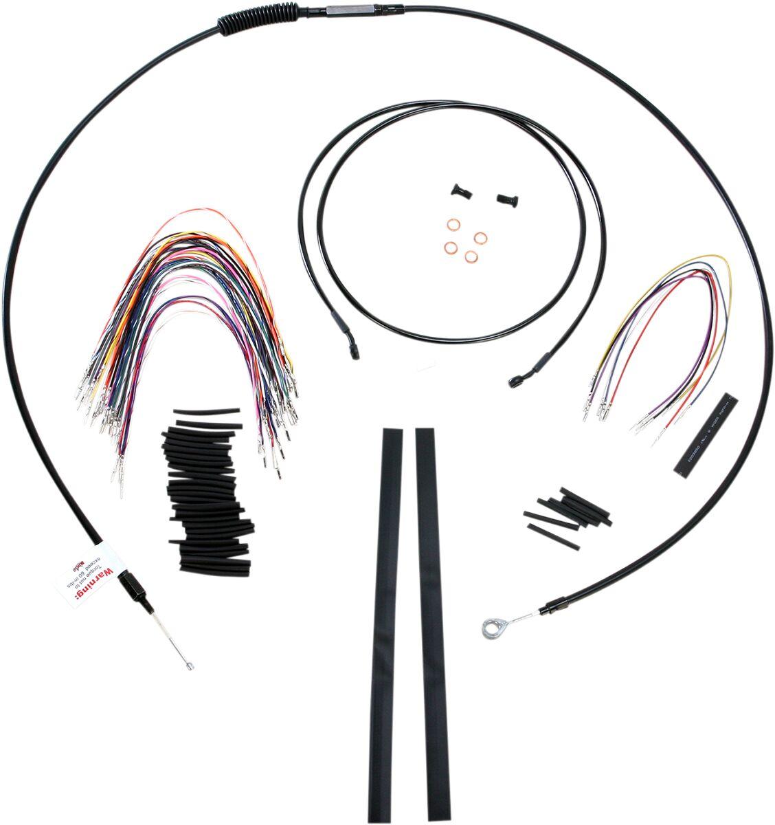 B30-1100 - Burly Cable/Line Kit for Ape Hanger Handlebars For Harley Davidson FLHT 1584 2008-2010 38cm (15") - Black