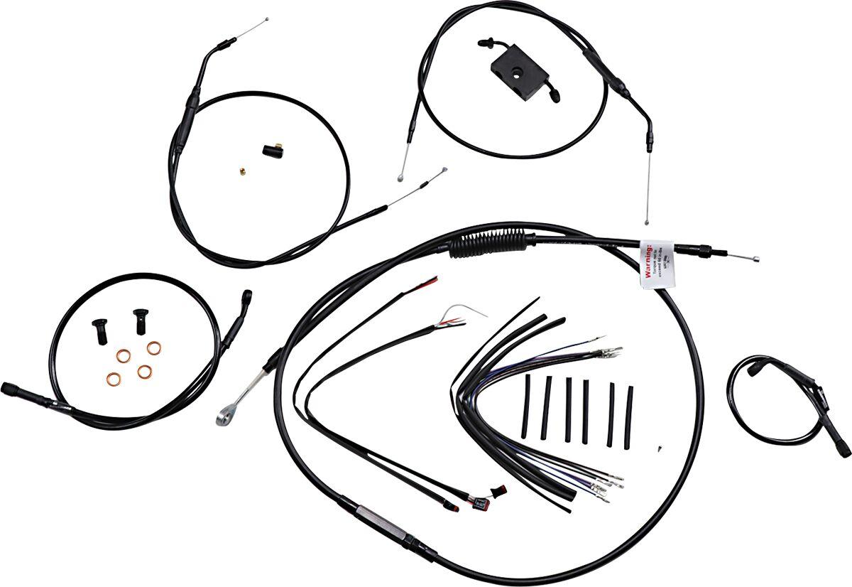 B30-1230 - Burly Extended Sportster ABS Handlebar Cable & Hose Kit For Harley Davidson XL 1200 C 35.5cm (14") - Black