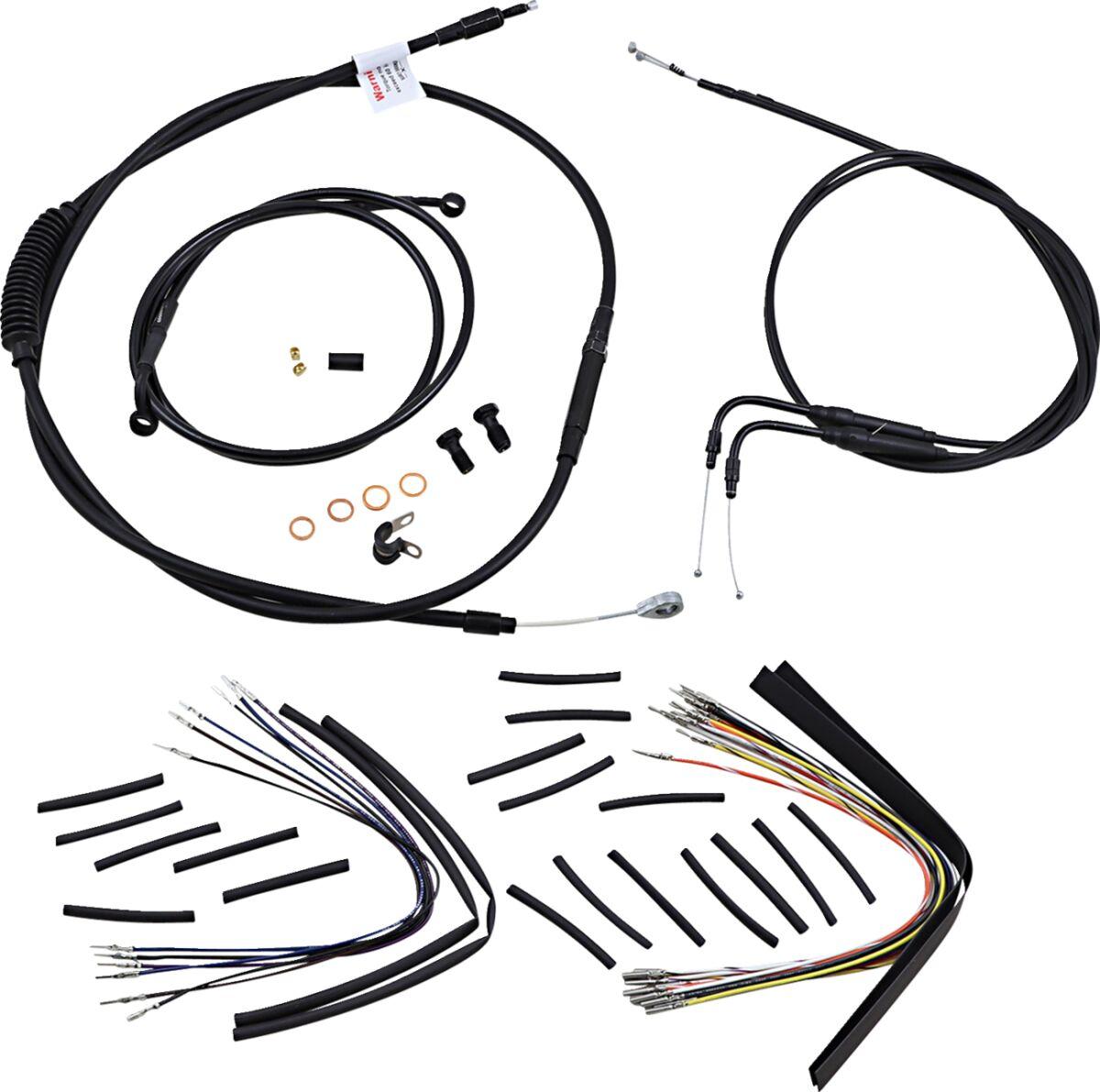 B30-1015 - Burly Cable/Line Kit for Ape Hanger Handlebars For Harley Davidson FXST 1450 2000-2003 40.5cm (16") - Black