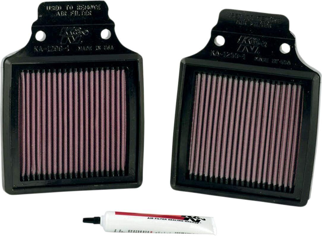 KA-1299-1 - K&N High Flow Air Filter For Kawasaki ZX-12 R 2000-2006 - Black/Red