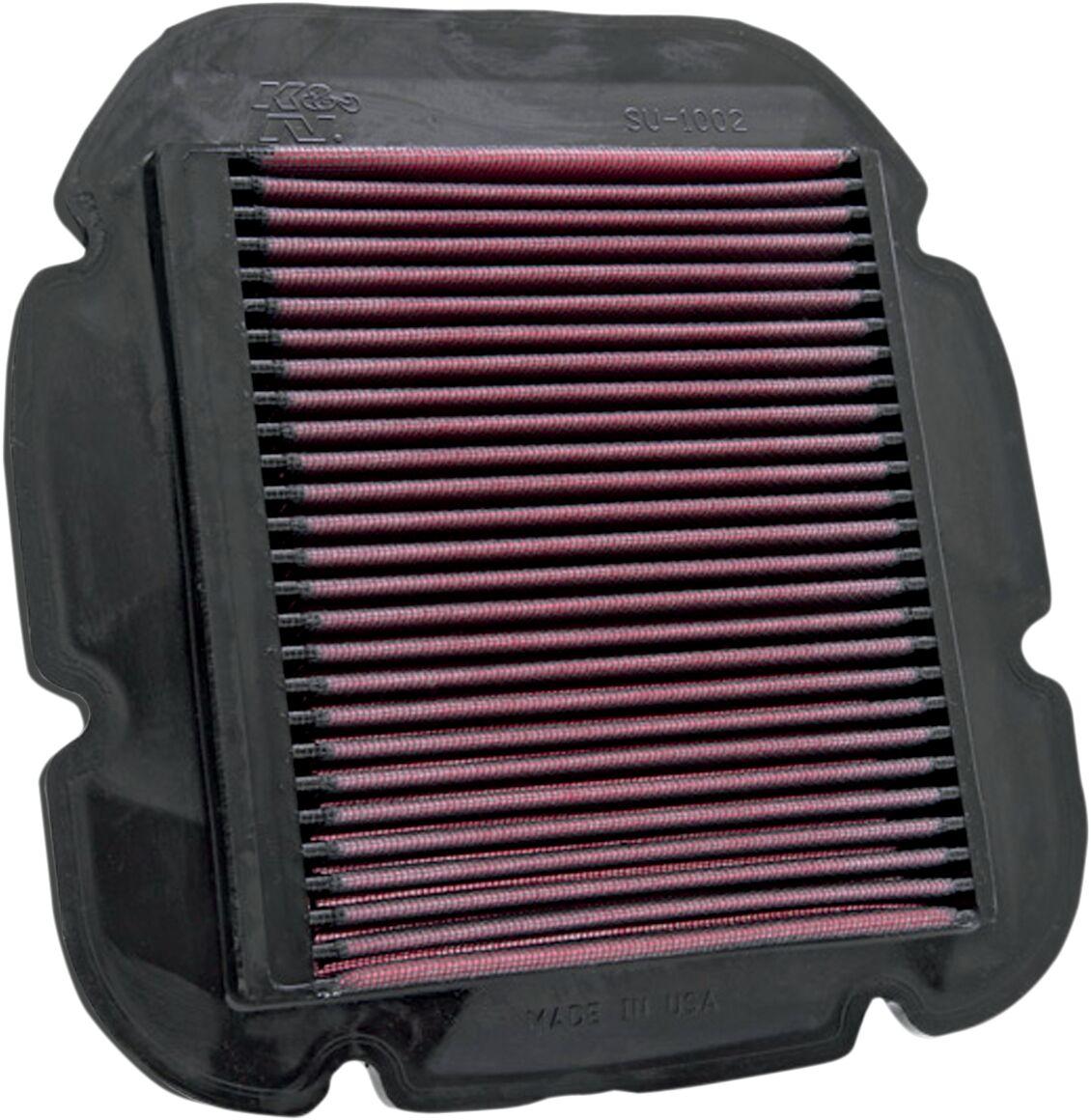 SU-1002 - K&N High Flow Air Filter For Suzuki DL 1000 2002-2007 - Black/Red