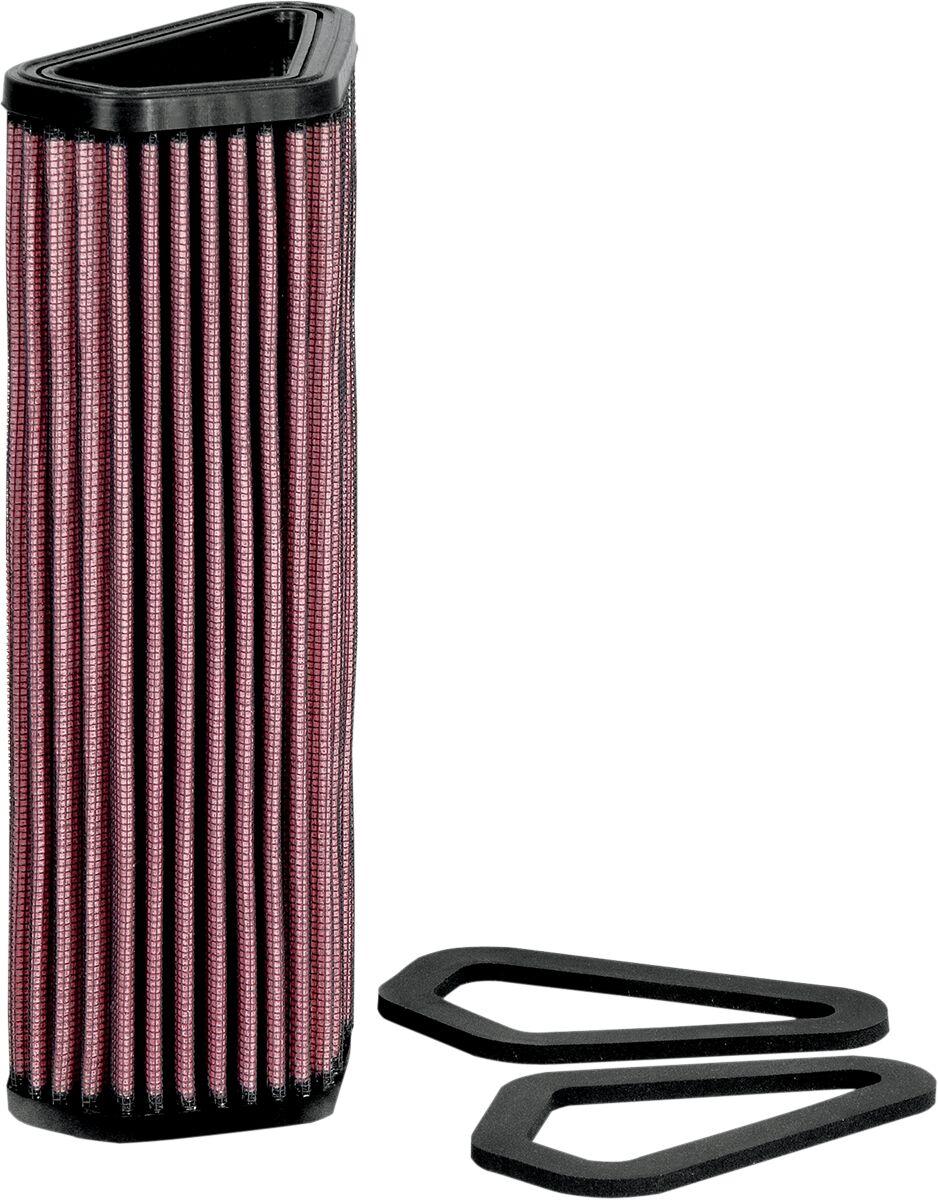 DU-1007 - K&N High Flow Air Filter For Ducati 1098 2007-2008 - Black/Red