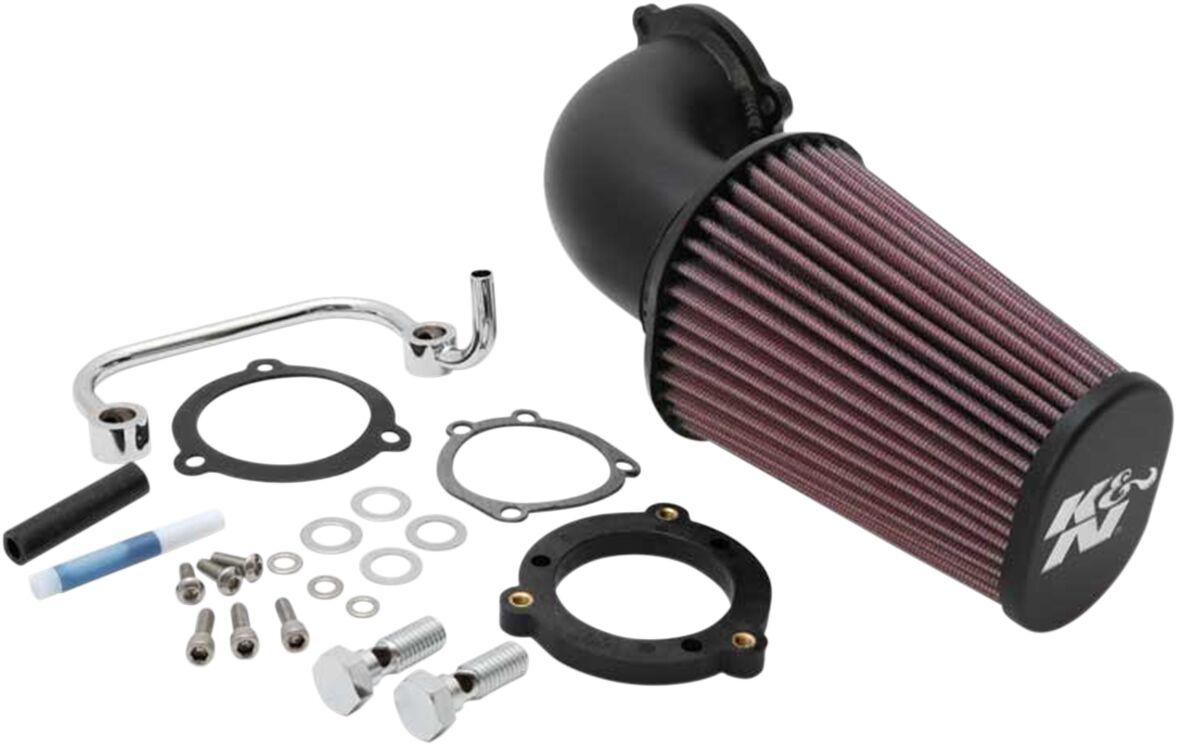 57-1126 - K&N Air Charger Intake Kit With Mandrel-Bent Aluminium Intake Tube For Harley Davidson XL 1200 C 2004-2020 - Black