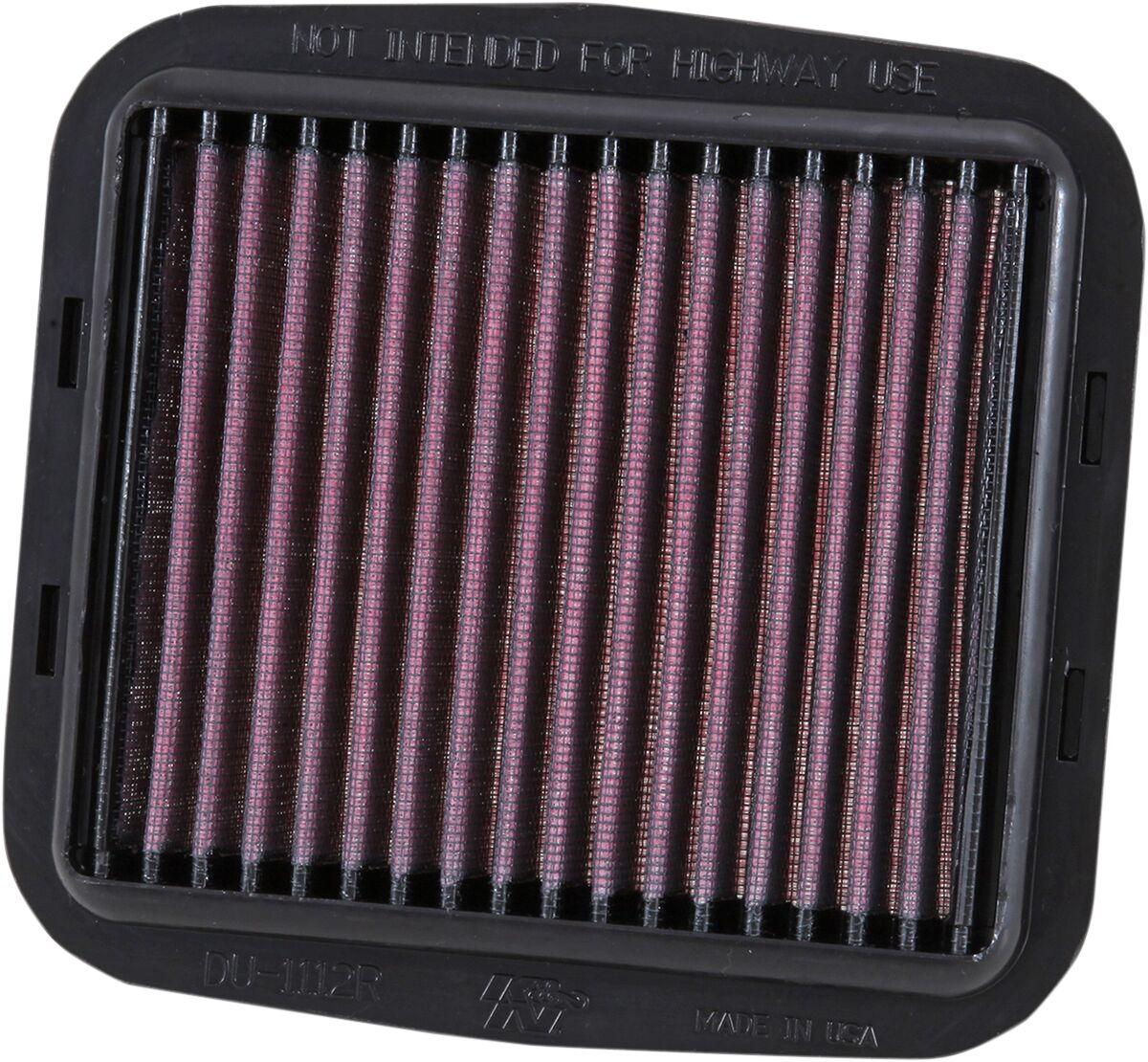 DU-1112R - K&N Race Spec High Flow Air Filter For Ducati Diavel 1260 2019-2022 - Black/Red