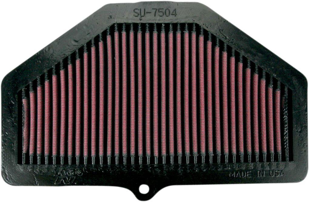 SU-7504 - K&N High Flow Air Filter For Suzuki GSX-R 600 2004-2005 - Black/Red
