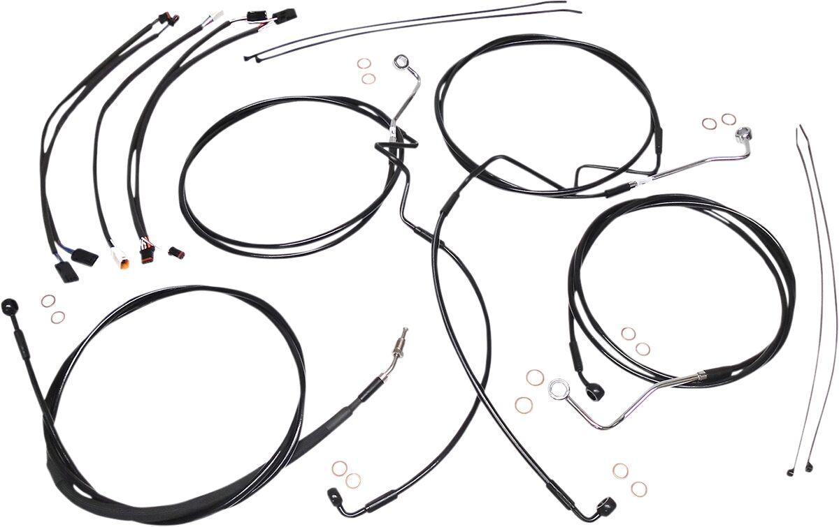 486411 - Magnum Shielding XR Handlebar Cable Install Kit For Harley Davidson FLHR 1750 2017-2019 30.5 - 35.5cm (12" - 14") - Black
