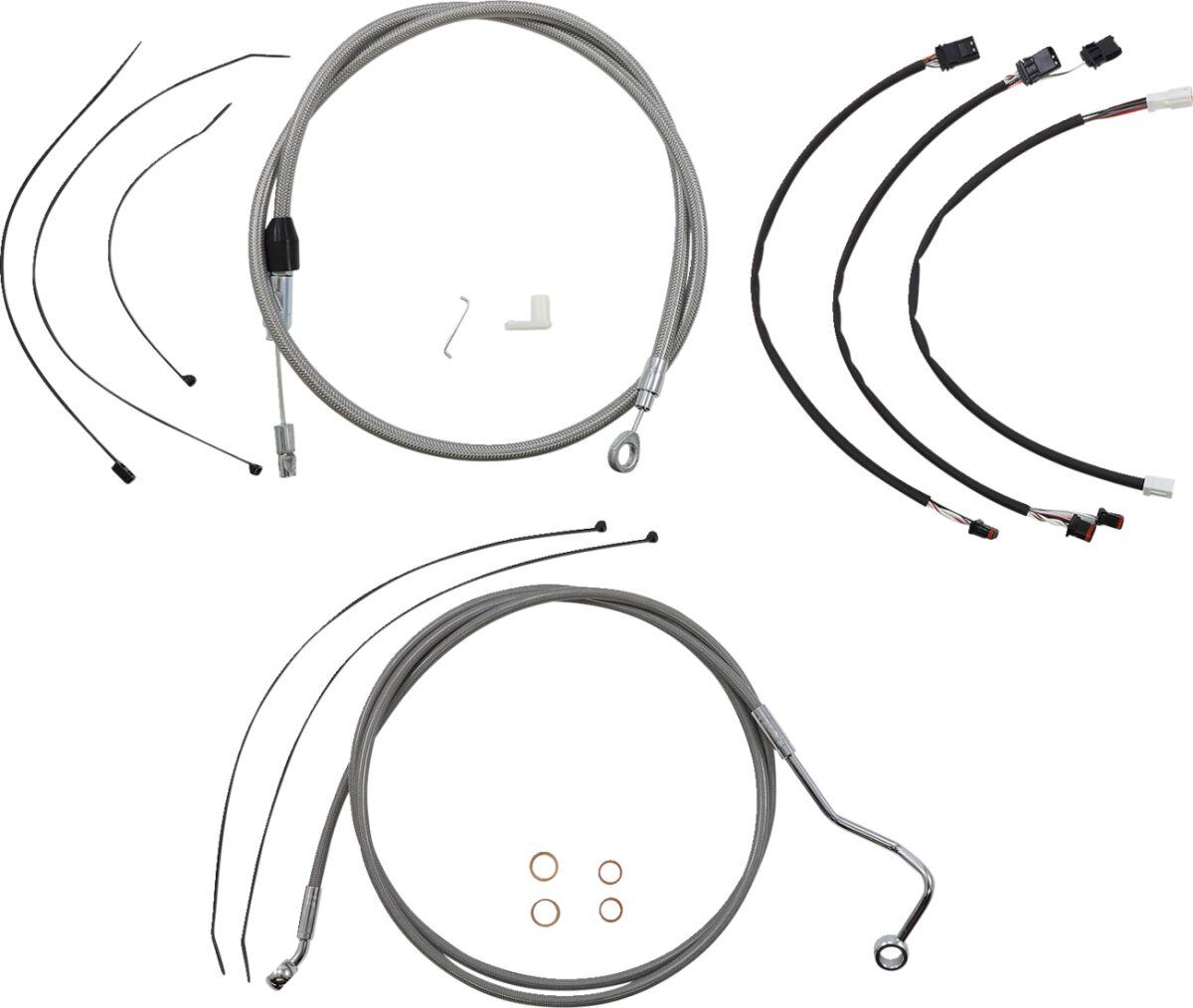 5891152 - Magnum Shielding XR Handlebar Cable Install Kit For Harley Davidson FLHR 1750 2021-2022 38 - 43cm (15" - 17") - Chrome/Clear-Coated