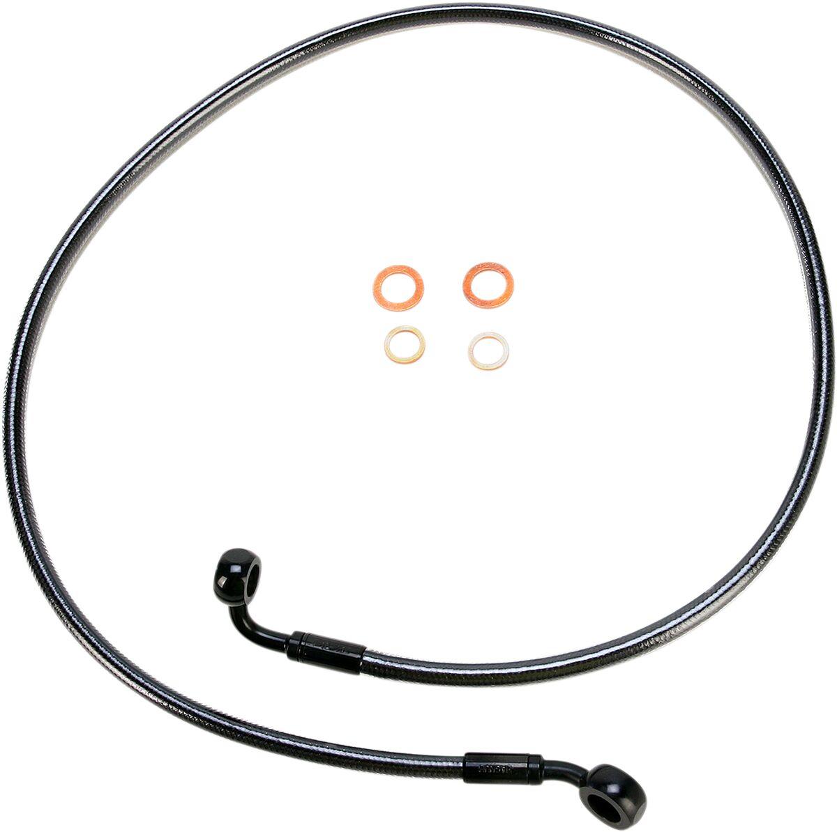 46144SW - Magnum Shielding E-Z Align Braided Single Disc Front Brake Hose For Harley Davidson FLS 1690 2012-2014 Front 112 cm (44") - Black/Black Pearl