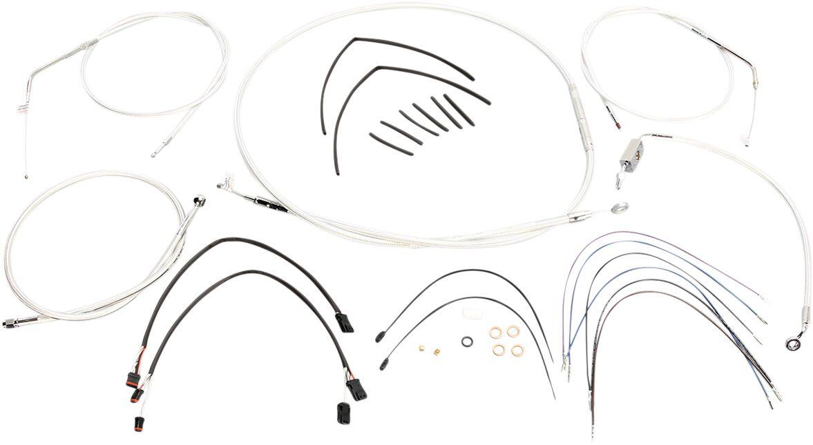 387673 - Magnum Shielding Sterling Chromite II Designer Handlebar Cable Install Kit For Harley Davidson XL 1200 C 35.5 - 40.5cm (14" - 16") - Chrome/Clear-Coated