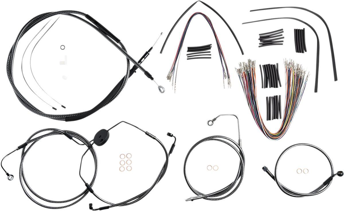 787311 - Magnum Shielding KarbonFibr Designer Handlebar Cable Install Kit For Harley Davidson FLHR 1584 2008 30.5 - 35.5cm (12" - 14") - Carbon Fiber/Silver