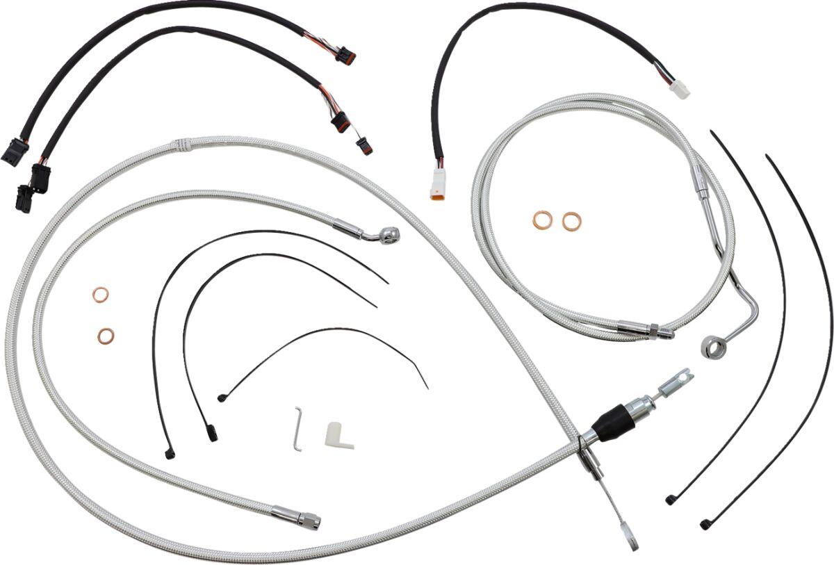 3871151 - Magnum Shielding Sterling Chromite II Designer Handlebar Cable Install Kit For Harley Davidson FLHR 1750 2021-2022 30.5 - 35.5cm (12" - 14") - Chrome/Clear-Coated