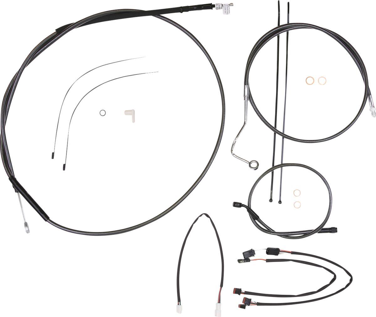 487982 - Magnum Shielding Pearl Designer Handlebar Cable Install Kit For Harley Davidson FLTRK 1868 2021-2024 38 - 43cm (15" - 17") - Black