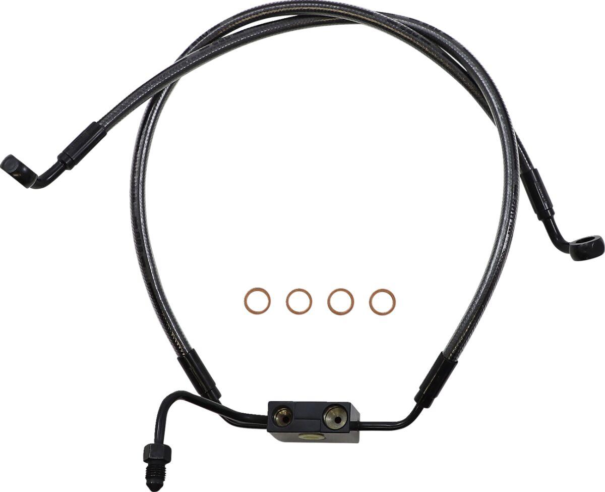AS47006 - Magnum Shielding Designer Series Brake Hose Kit For Harley Davidson FXDF 1584 2012 Front/Lower - Black/Black Pearl