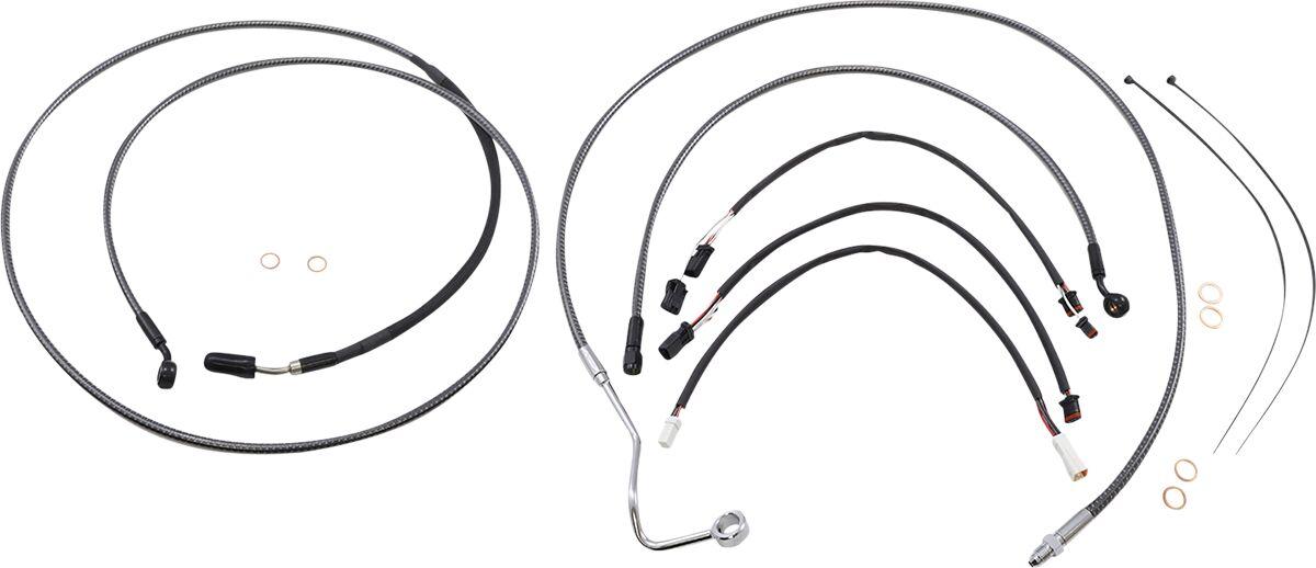 787851 - Magnum Shielding KarbonFibr Designer Handlebar Cable Install Kit For Harley Davidson FLHT 1750 2019-2020 30.5 - 35.5cm (12" - 14") - Carbon Fiber/Silver